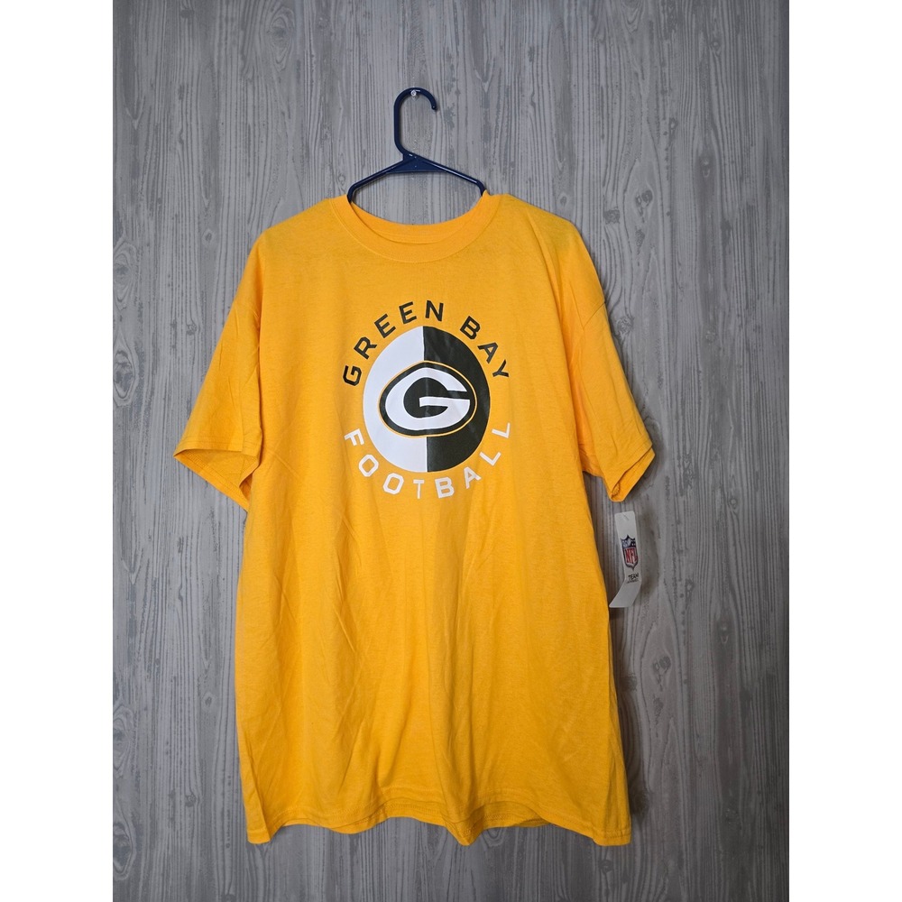 NFL Team Apparel Green Bay Packers Shirt Mens XL Graphic Tee Football Gold NWT